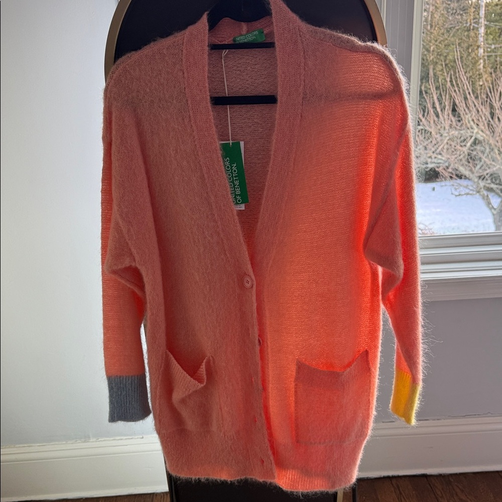 Cozy Pink Benetton Cardigan Sweater